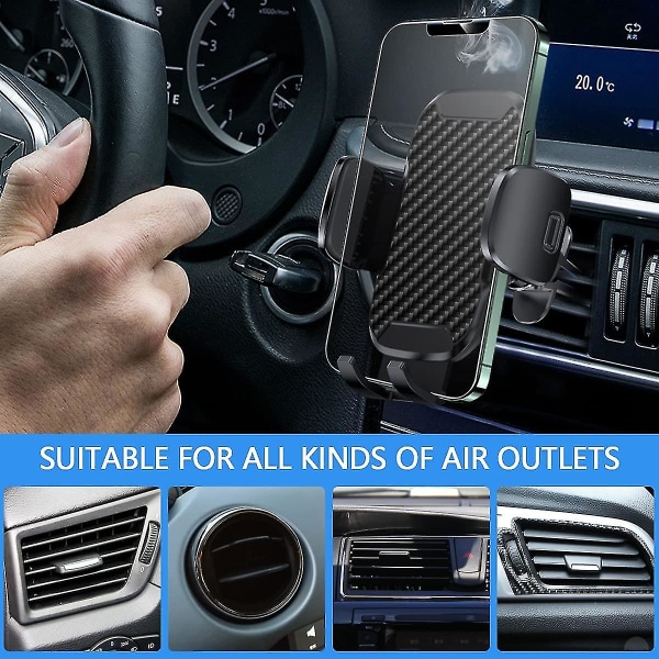 Telefonhållare Biltelefonfäste, Biltelefonhållare för bilens instrumentbräda/vindruta/luftventil, kompatibel med alla smartphones