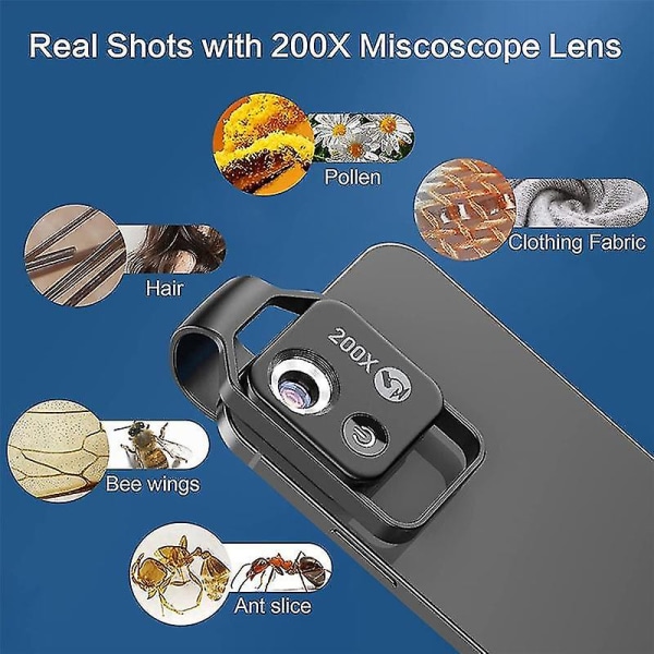 200x mobiltelefon mikroskop tilbehør med linse, bærbar Min