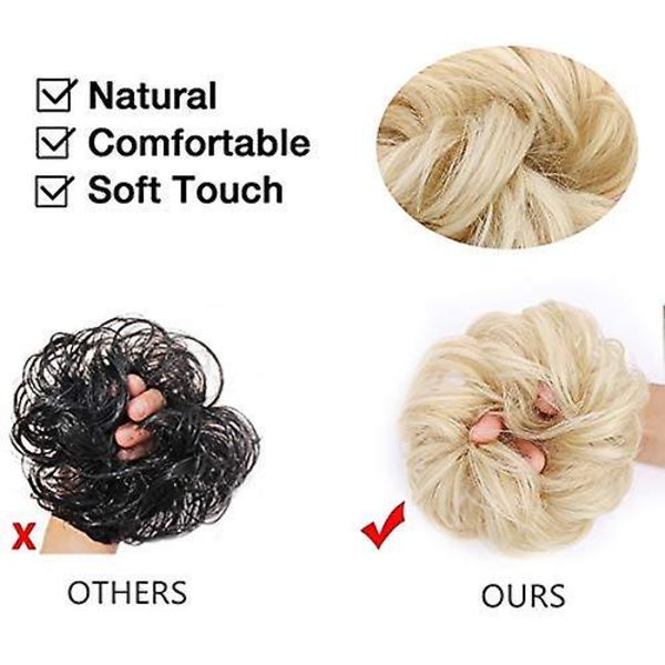 1 st Messy Bun Lockig Vågigt Updo Peruk för Kvinnor