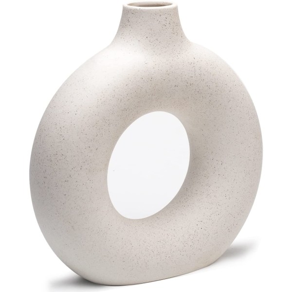 Pampasgressvase, Kreativ vase Moderne hjemmedekor, Håndlaget vase Hvit keramikk Tørket blomst Håndverk Ornament Kontor Hjemmedekorasjon (M, Hvit) Mid white