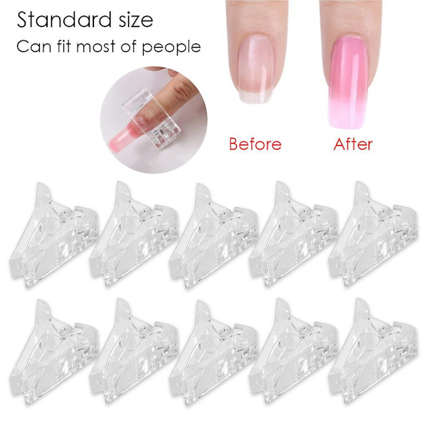 10 st / set transparenta tippklämmor polygelbyggnadsform
