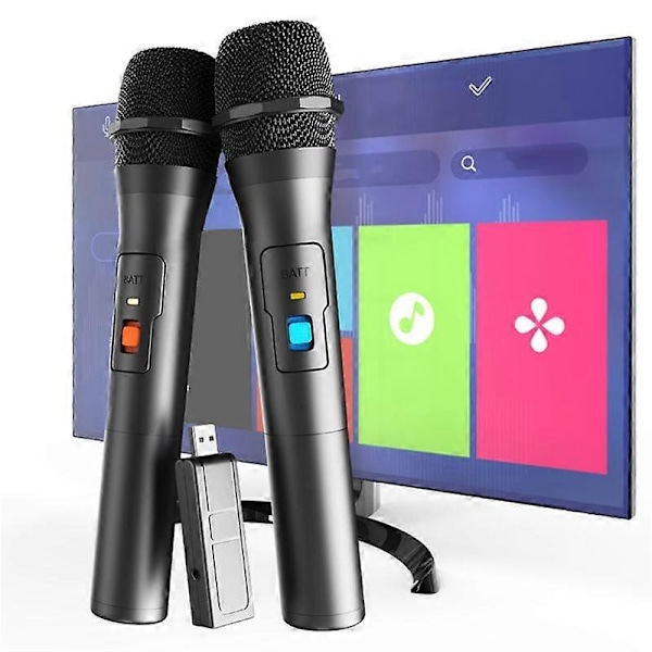 2 STK Trådløst Mikrofonsystem Sæt USB Modtager Håndholdt Hjemmefest Smart TV Højttaler Syngende Mikrofon