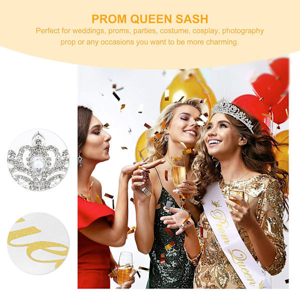 2 stk. Prom Queen Sash og Crystal Rhinestones Krone Sett Bryllupsfest Hodeplagg