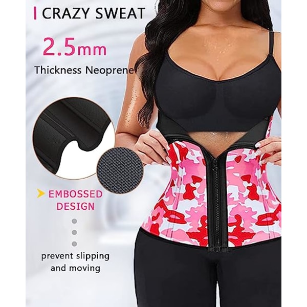 Glidelås midje Trainer Korsett For Dame Everyday Workout Body Shaper Cincher Sweat Plus Size S
