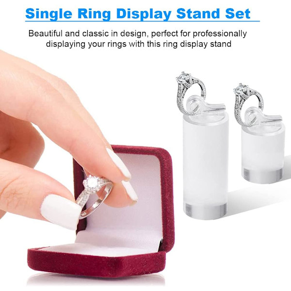 Set med 7 akrylringdisplaystativ, transparenta ringar