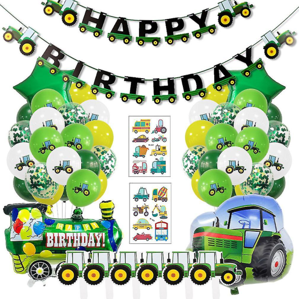 22 stk Traktorballongsett Latekskonfettiballonger med banner til bursdag