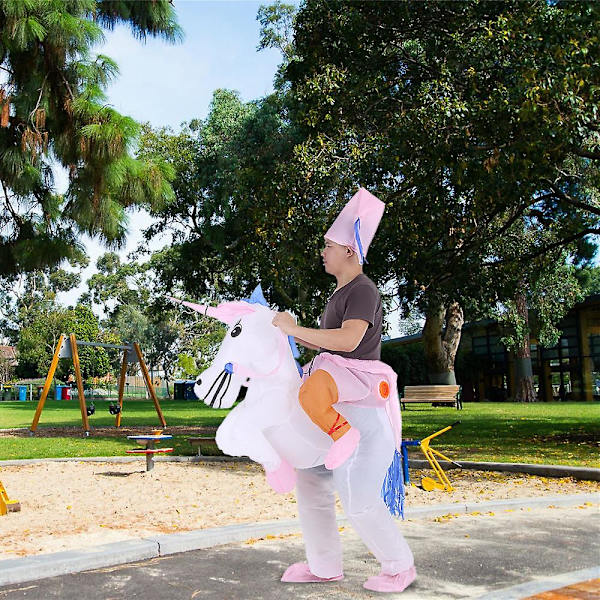 Söt uppblåsbar kostym för vuxna, uppblåsbar maskeradklädsel för Halloween, uppblåsbar Pegasus-outfit, jumpsuit för män och kvinnor