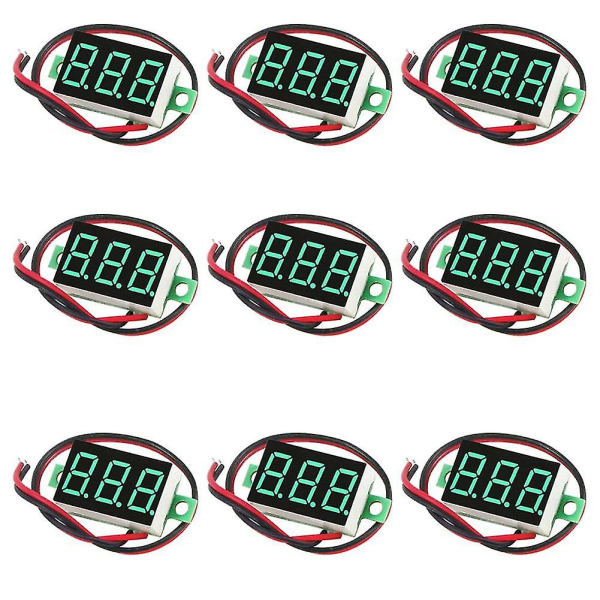 9 st Volta mätare 2 trådar 0-32v med 3 siffror panel LED-display panelmontering bil cykel batteri