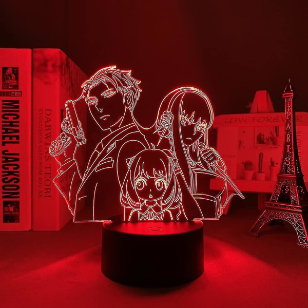 Led-valo Anime Spy X Family lapsille makuuhuoneen sisustukseen, syntymäpäivälahja faneille, Manga Spy X Family 3D yövalo sängyn viereen