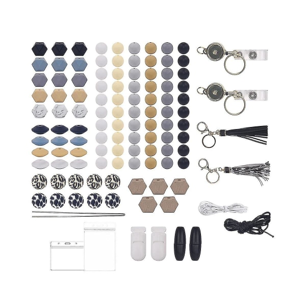 112 st silikonpärlor för nyckelringstillverkning, gör-det-själv Halsband Armband Silikonpärlor för ID-hållare
