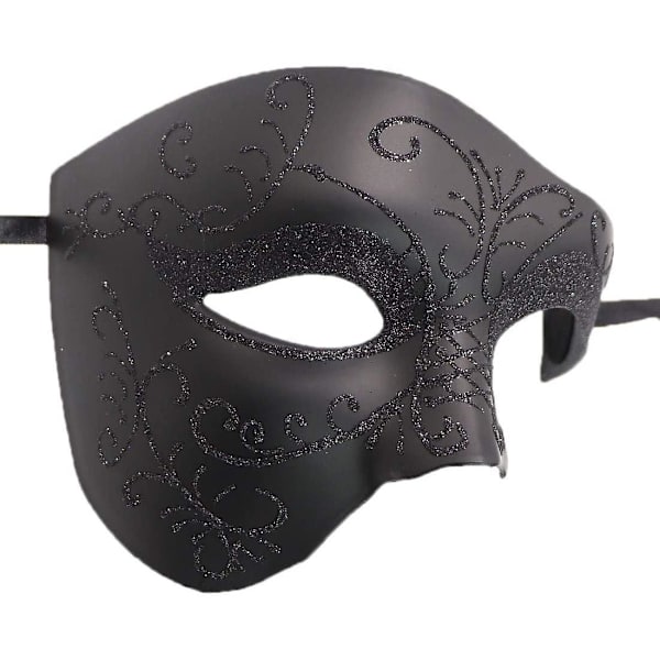 1 st Masquerade Mask Retro Phantom Of The Opera Enögd Halv Ansikts Maskeraddräkt, Halv Ansikts Phantom Mask (mönster Svart)