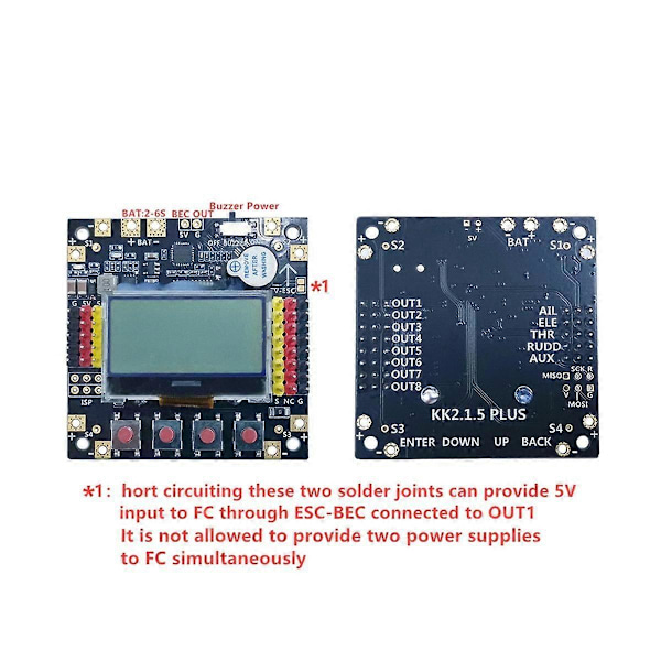 KK2.1.5 PLUS KK2 Flight Control Board Flight Controller VTOL til FPV Racing Drone RC Flyvemaskine, V1.19S1 PRO Firmware