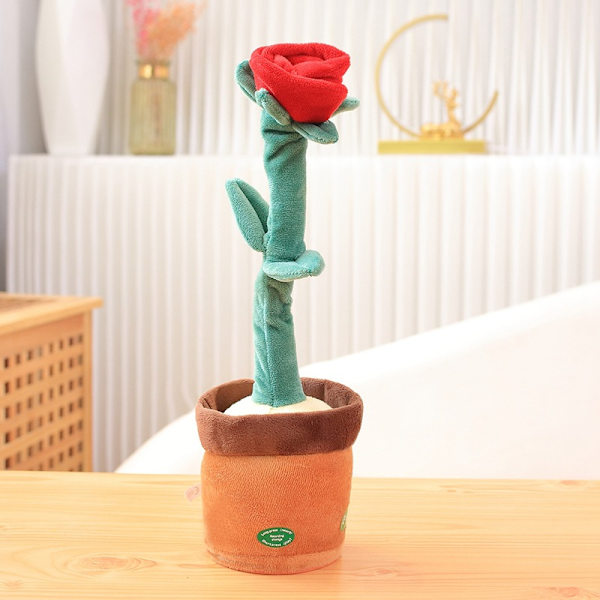 Dansende kaktus gentager, hvad du siger, syngende kaktus optagelseslegetøj red rose