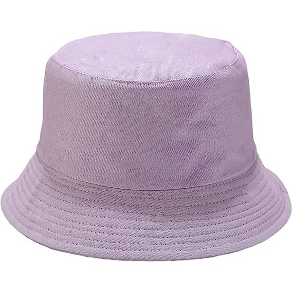 Som sett på TV Blomster Reversibel Bøttehatt Sommer Reise Strand Solhatt Emborider Purple