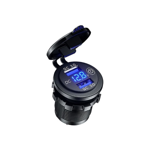 12v 24v Dobbel Qc3.0 Usb Billader Socket Med Berøringssvitsj Og Led Voltmeter