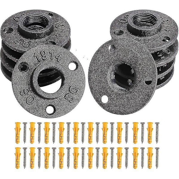 10 stk. 3/4\"\" Bsp gulvflanger støbejerns gevindflanger sorte rørflanger 3 huller gevindfitting med skruer til industriel møbel Diy dekoration montering