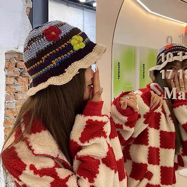 Håndlavede strikkede hatte til kvinder - Boho strikkede spandhatte color