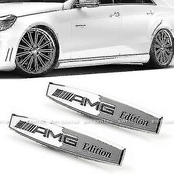 2 X Amg Edition Metal Side Wing Fender Badge Emblem Stickers För Alla Modeller Slr Alla Amgs W176 W204 W205