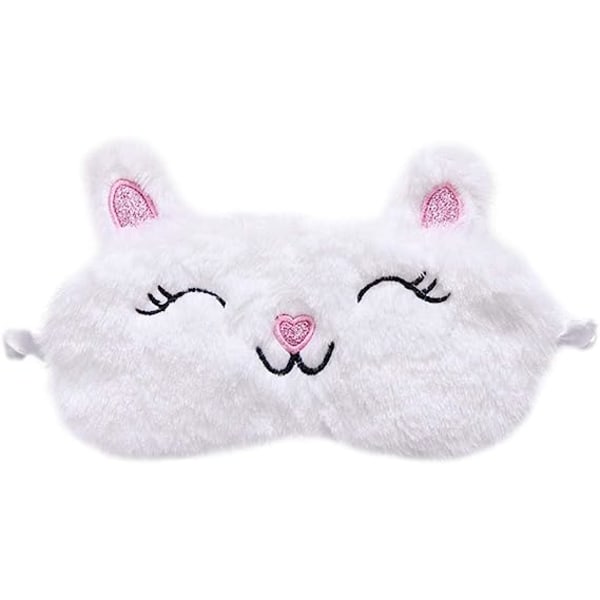 3D Sleep Mask miehille Blackout Funny Sleeping Mask Naisten Söpö silmä white cat
