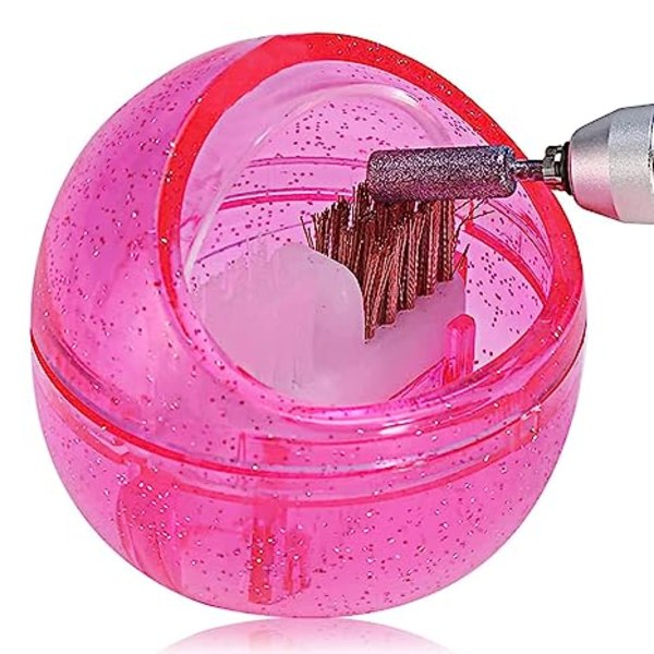 Nail Drill Bits Cleaner Brush Case with Cover for Cleaning Tungsten Carbide Cera