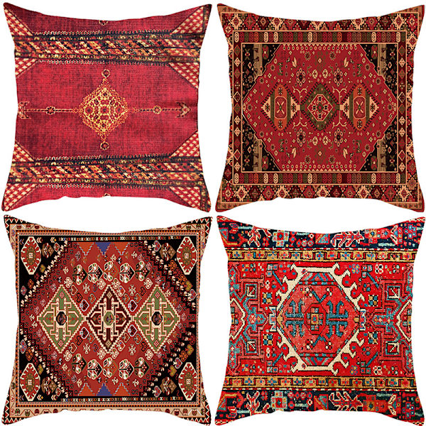 Kuddöverdrag Geometrisk Persisk Kilim Heminredning Set om 4