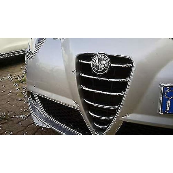 2x 74mm Alfa Romeo Emblem Badges Sort Sølv Gt 147 159 Mito Giulietta Motorhjelm
