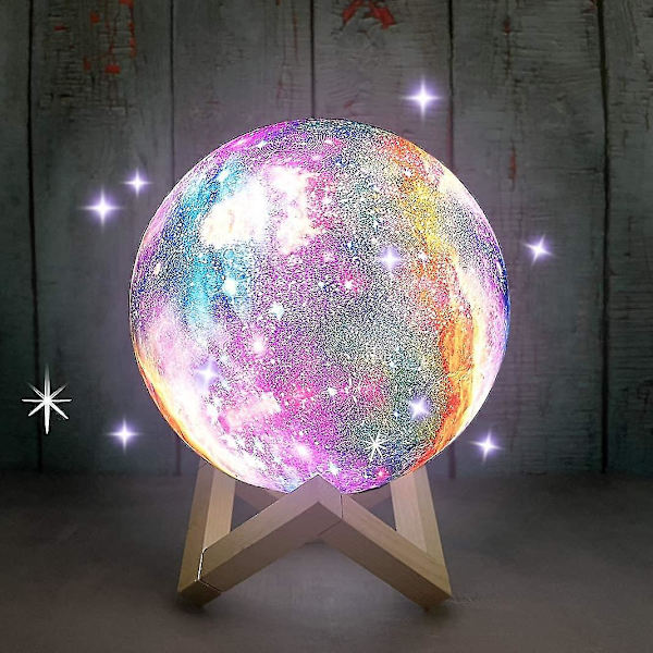 Lighting Galaxy Lys 3d Galaxy Lampe 7.1 tommer 16 farger Måne L