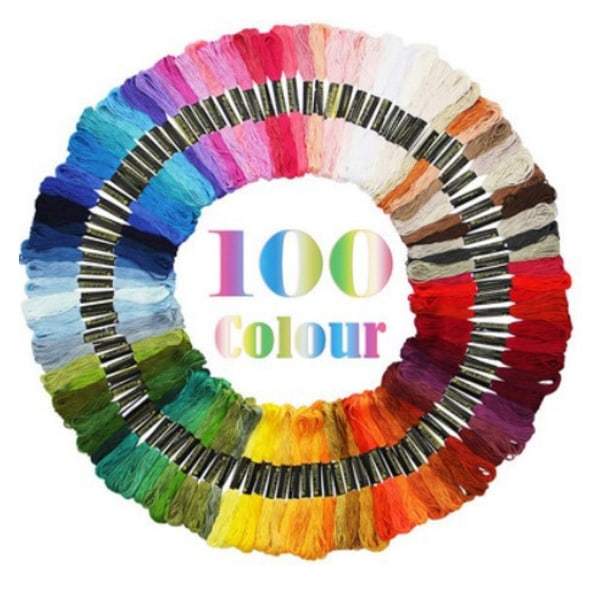 100 Dukkebroderigarn/Moulingarn - Flerfarvet
