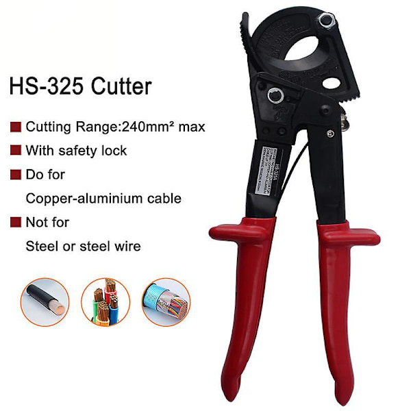 Hs-325a Skærekniv Ratchet Wire Cutter Cutter Saks Kobber Klemmer Aluminiumtråd
