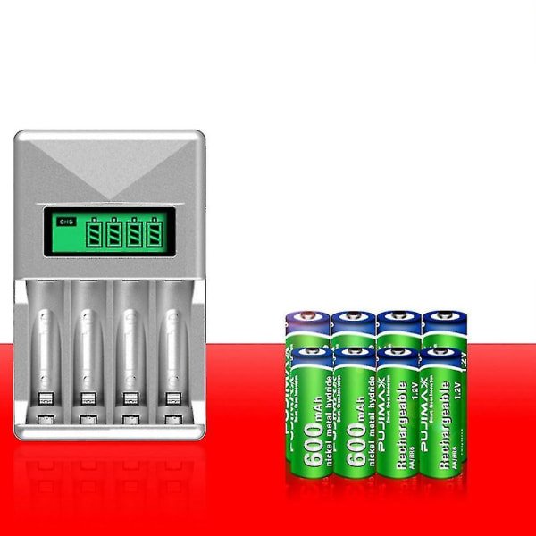 Batteriladdare med 4 platser Smart batteriladdare för Aa / Aaa Nicd Nimh Uppladdningsbara batterier Lc