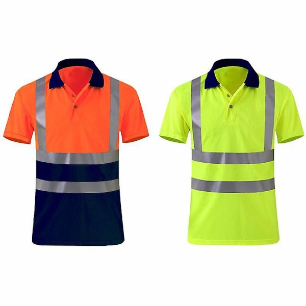 Skjorte Polo kortærmet med flexion gul blå for jobsikkerhed størrelse xlegnet til buste 120 og lpaule 58