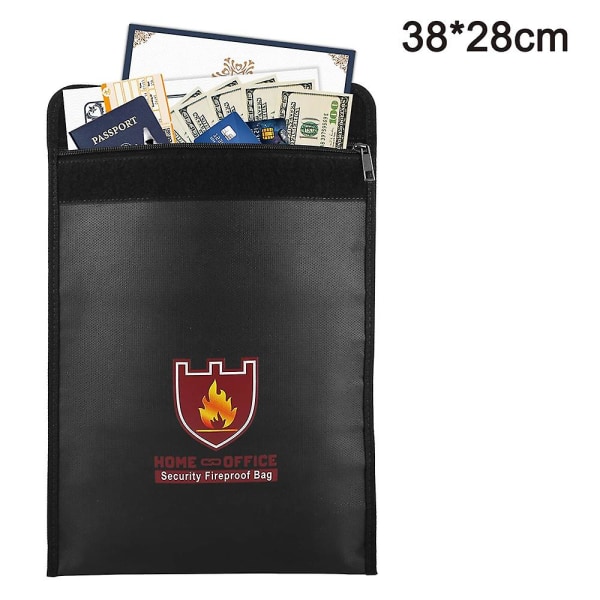 Brandsikker dokumenttaske, 15 x 11 tommer brandsikker vandtæt pengepose med lynlås, brandsikker pengeboks