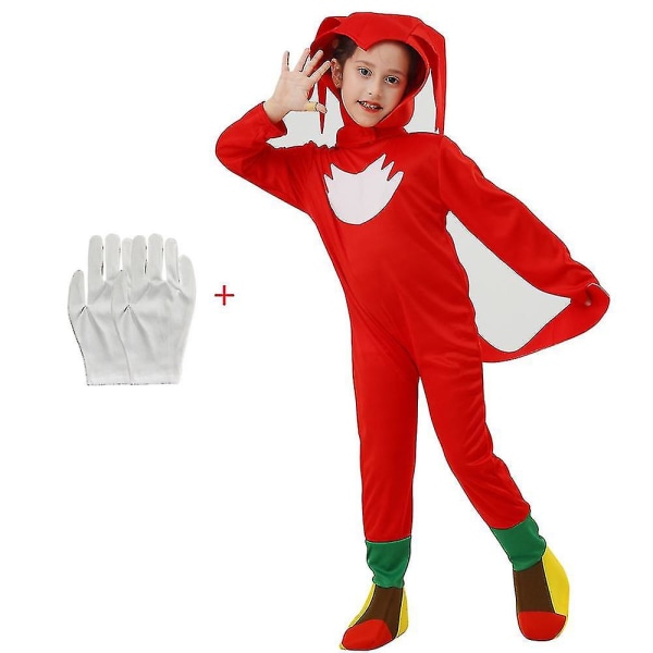 Cosplay Kostumer Børne Mus Fest Jumpsuit + Handsker Sonic Red L