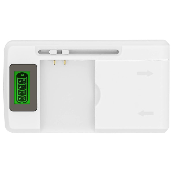 Universell smarttelefonbatterilader LED-indikator + USB-inngang - Hvit