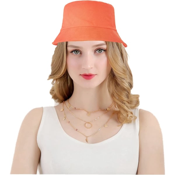 Hink med bred brätte Unisex solhatt enfärgad herr dam (orange)