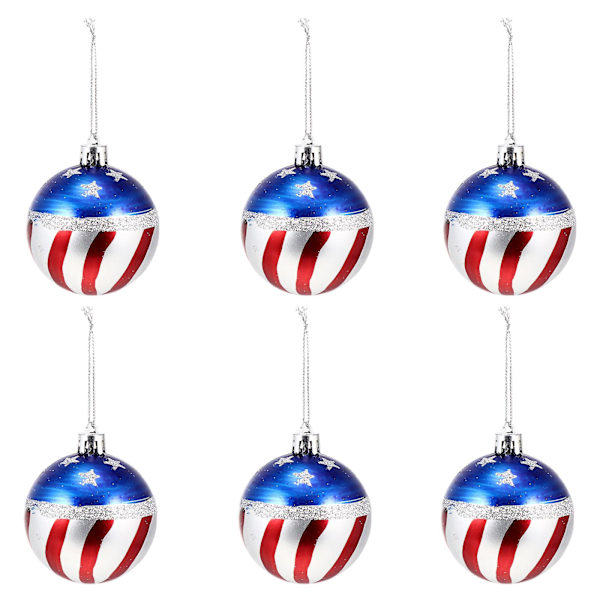 6 stk. Amerikansk flagg ornament Fjerde juli baller juletre