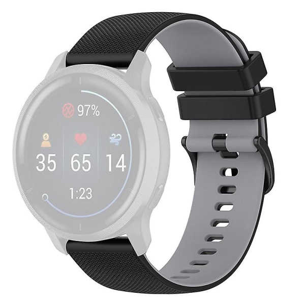 Garmin Venu2 Plus/venu Sq/vivomove -ruudukkoinen silikoniranneke 20 mm, kaksiväri Black Grey