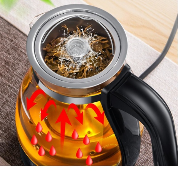 Vattenkokare i glas 1l 600w, Elektrisk vattenkokare med varmhållningsfunktion. Löstagbar sil och filter.