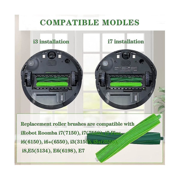 3-pakke børster for I E J-serien, I7 I7+ I3 I3+ I4 I6 I6+ I8 I8+plus E5 E6 E7 J7 J7plus støvsuger