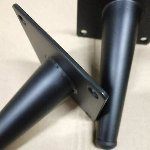 Skrå metalmøbelben - sæt med 4, 20 cm højde, skridsikre sortmalede kegleskabsben