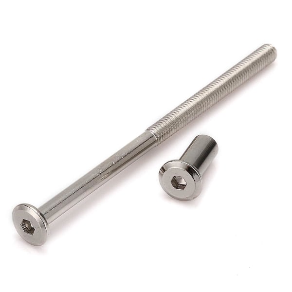 10 st M6 Möbelskarv Koppling Bult & Lockmutter Kit Används för Spjälsäng Bult Hex Driv Socket Lockmutter - Hex Socket Skruvar Huvud (80mm)