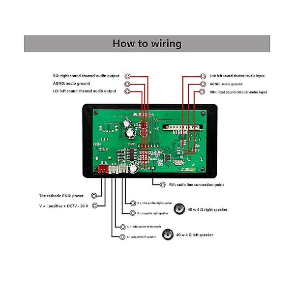 2x40w Förstärkare Bluetooth Mp3-spelare Wav Dekoderkort Dekoder Bluetooth-modul
