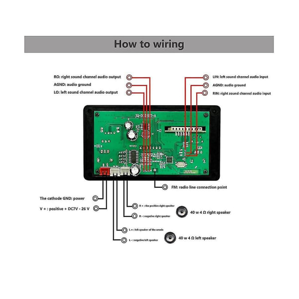 2x40w forstærker Bluetooth Mp3-afspiller Wav-dekoderkort Dekoder Bluetooth-modul