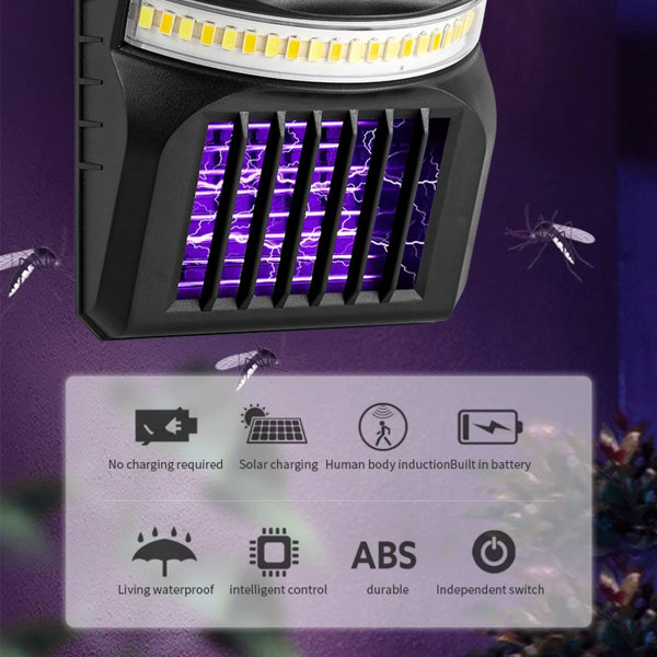 Myggdödare, 10W Trädgård Vattentät Flugfälla LED-solceller P