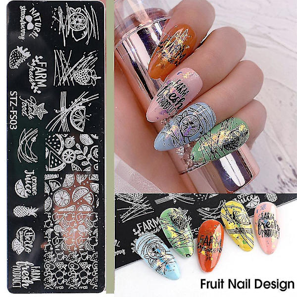 Nagelkonstmall Nagelstämplingsplattor Stenciler Djurtryck Orm