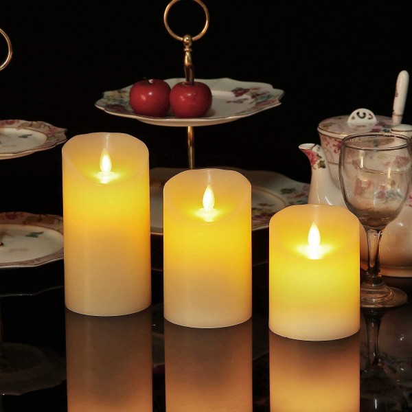 Led-kynttilät, liekettömät kynttilät, liekettömät kynttilänvalot 4", 5", 6", aito vahakynttilä, pilarikynttilä, 10 painikkeen kaukosäädin 24 tunnin ajastimella