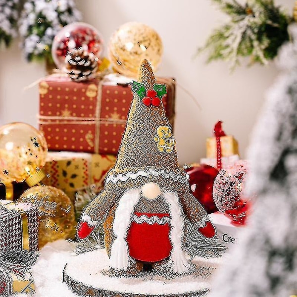 Christmas Gnomes Plysj,håndlaget Xmas Gonk Doll Tomte Gnome Ornaments Ansiktsløs dukkefigur Jul