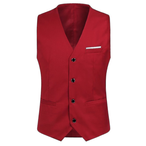 Miesten puku Business Casual 3-osainen puku Blazer Housut Liivi 9 väriä Z Red L