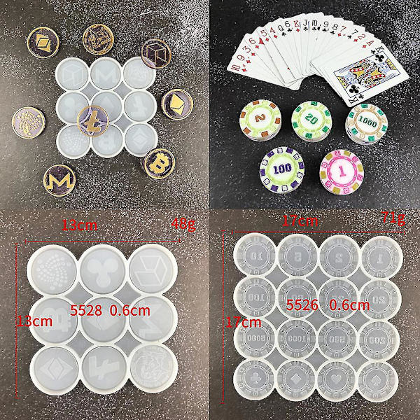 Gör-det-själv pokerspel marker spelpjäser epoxihartsform minnesmynt