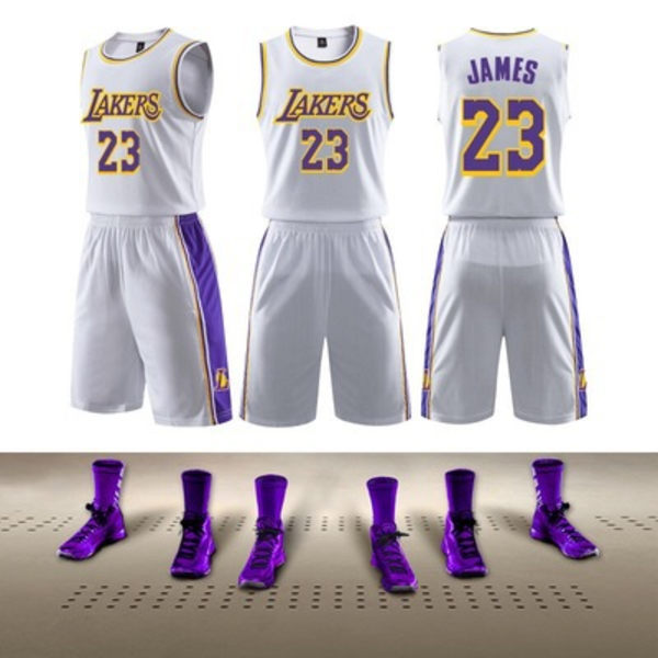 #23 Lebron James Basketball Suit Set Lakers Youth Jersey Ny Produkt Children (155-160cm)